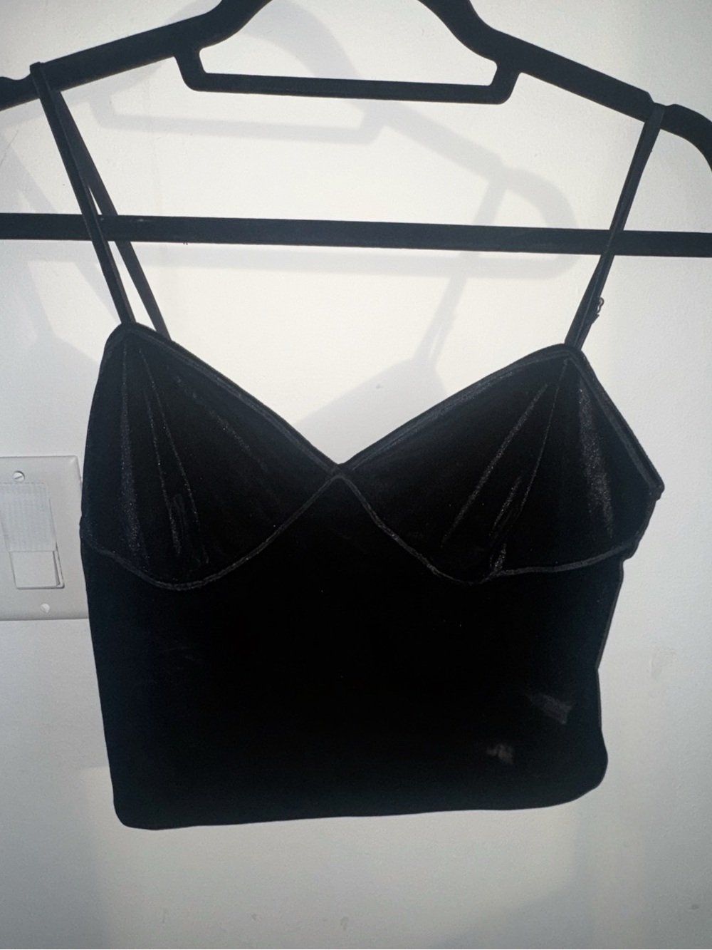 Honey Punch Black Velvet Spaghetti Strap Crop Camisole